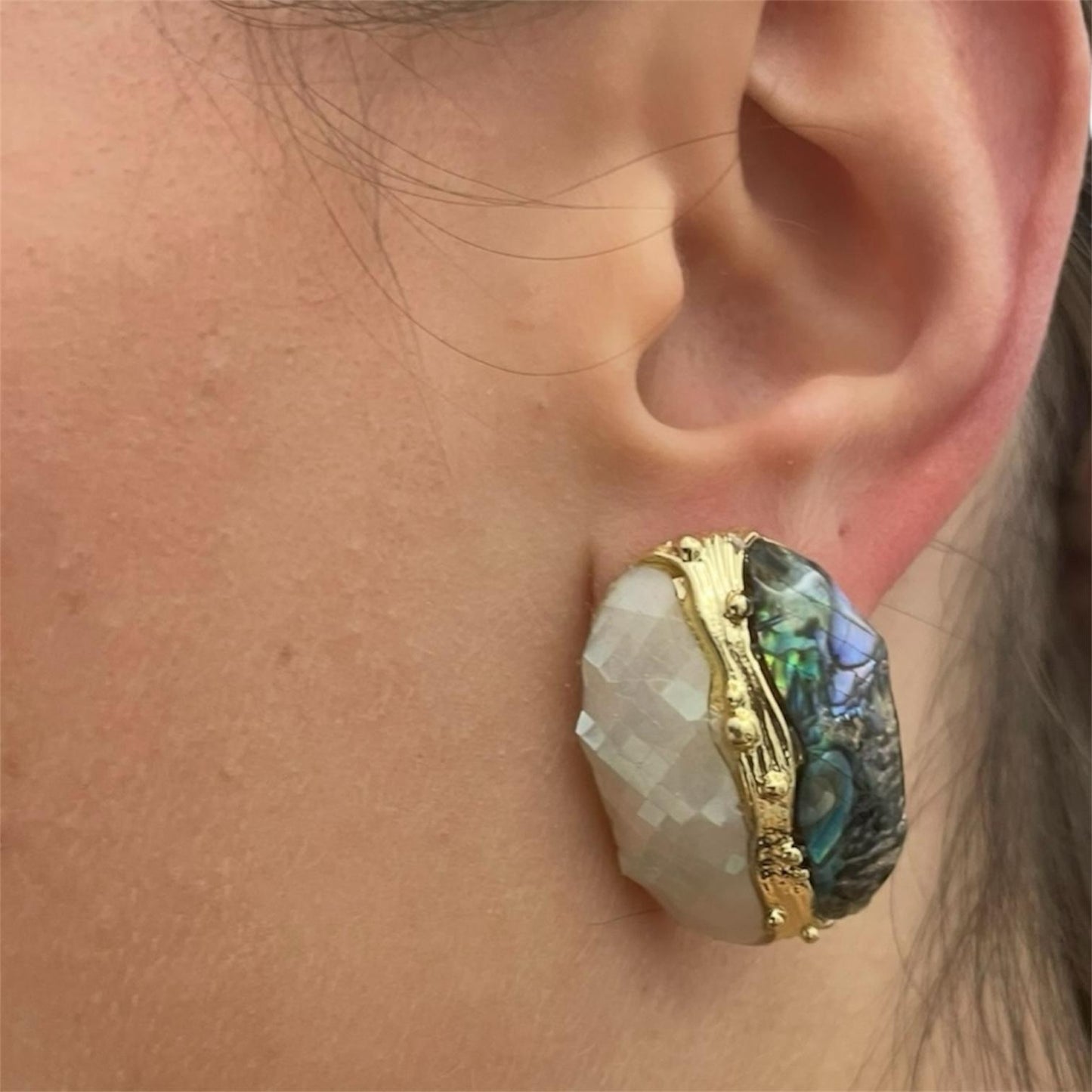 Orecchini Bottone Luna irregolare